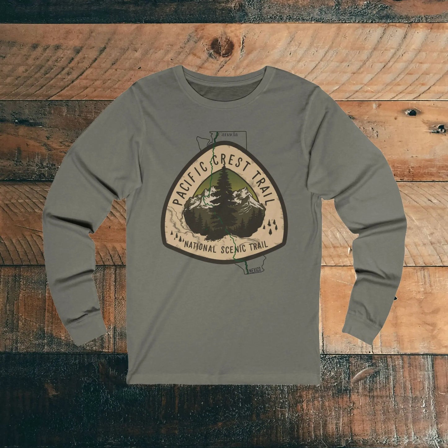 Pacific Crest National Scenic Trail Unisex Long Sleeve T-shirt PCT Long-sleeve Printify S Grey TriBlend