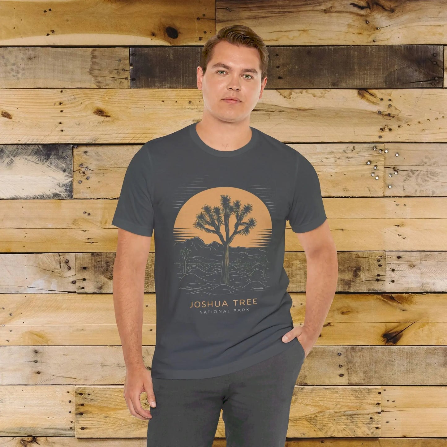 Joshua Tree National Park Unisex Fit Soft T-Shirt Desert Line Art T-Shirt Printify