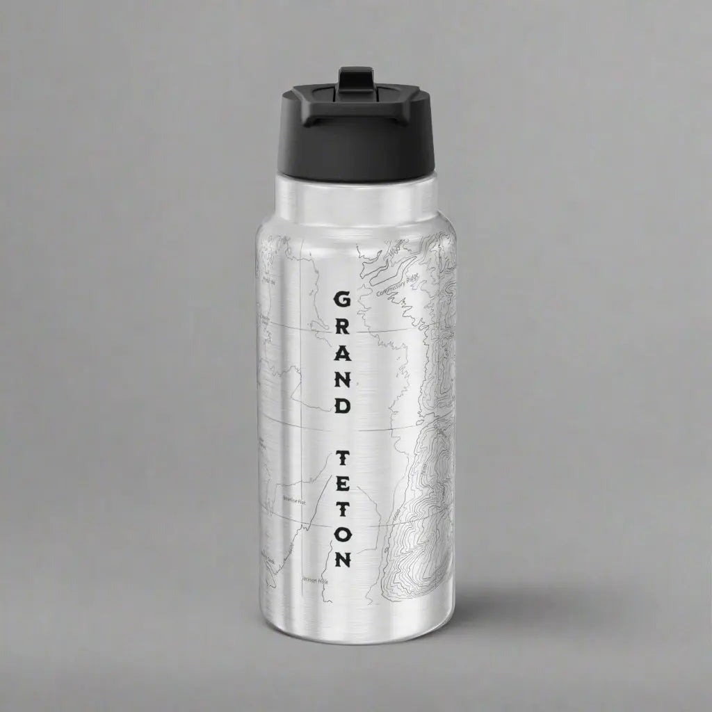 Grand Teton National Park Topographic Insulated Water Bottle Tumbler Mug Printify