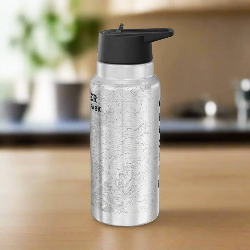 Glacier National Park Topographic Insulated Water Bottle Tumbler 32oz CDT PNT Trails Mug Printify