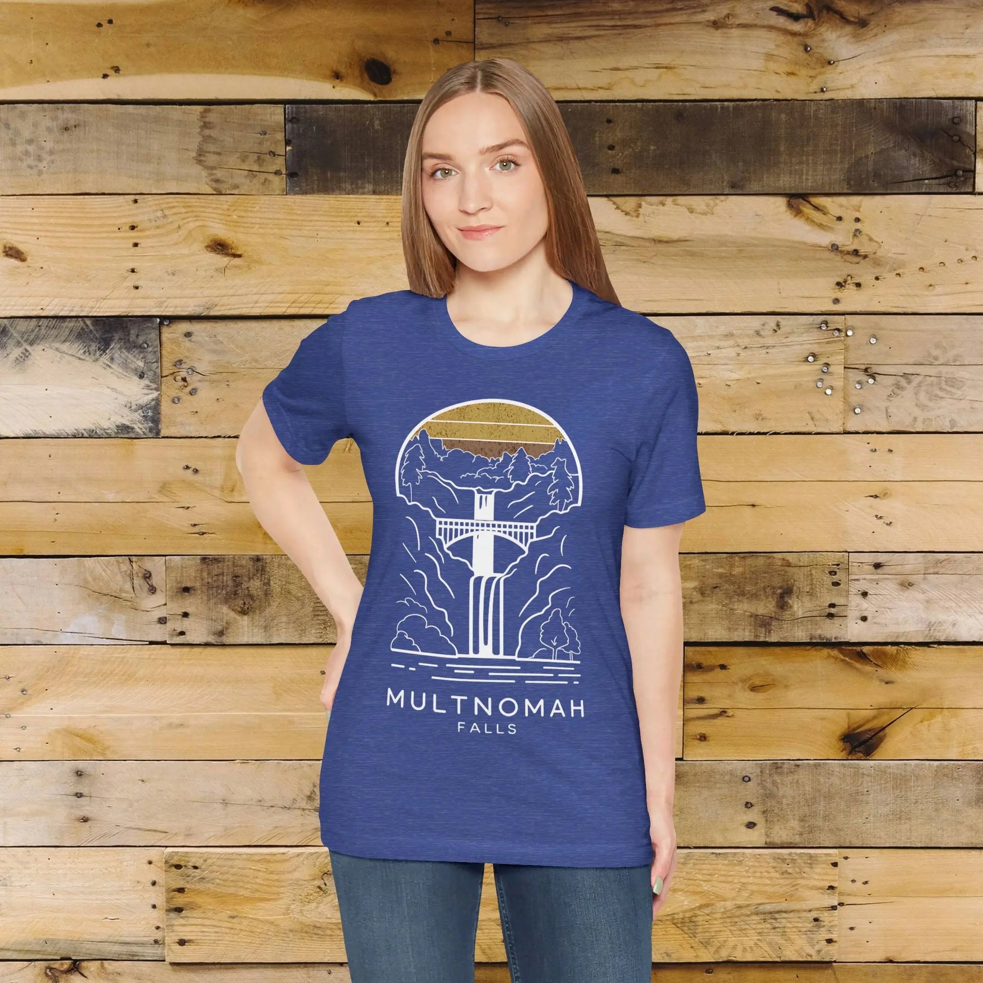 Multnomah Falls Oregon Unisex Fit Soft T-shirt River Gorge T-Shirt Printify