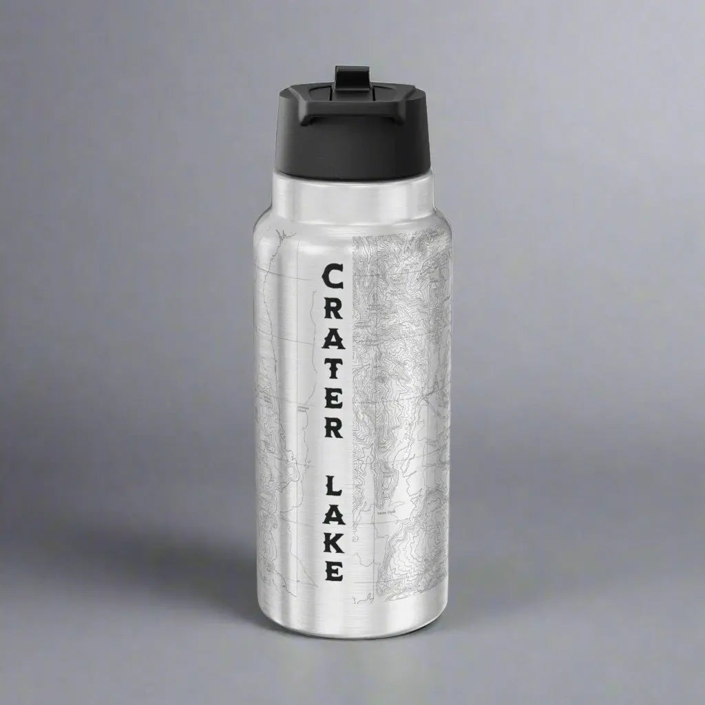 Crater Lake National Park Topographic Insulated Water Bottle Tumbler 32oz Mug Printify