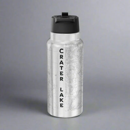 Crater Lake National Park Topographic Insulated Water Bottle Tumbler 32oz Mug Printify