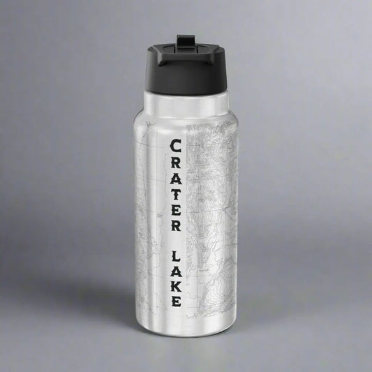 Crater Lake National Park Topographic Insulated Water Bottle Tumbler 32oz Mug Printify