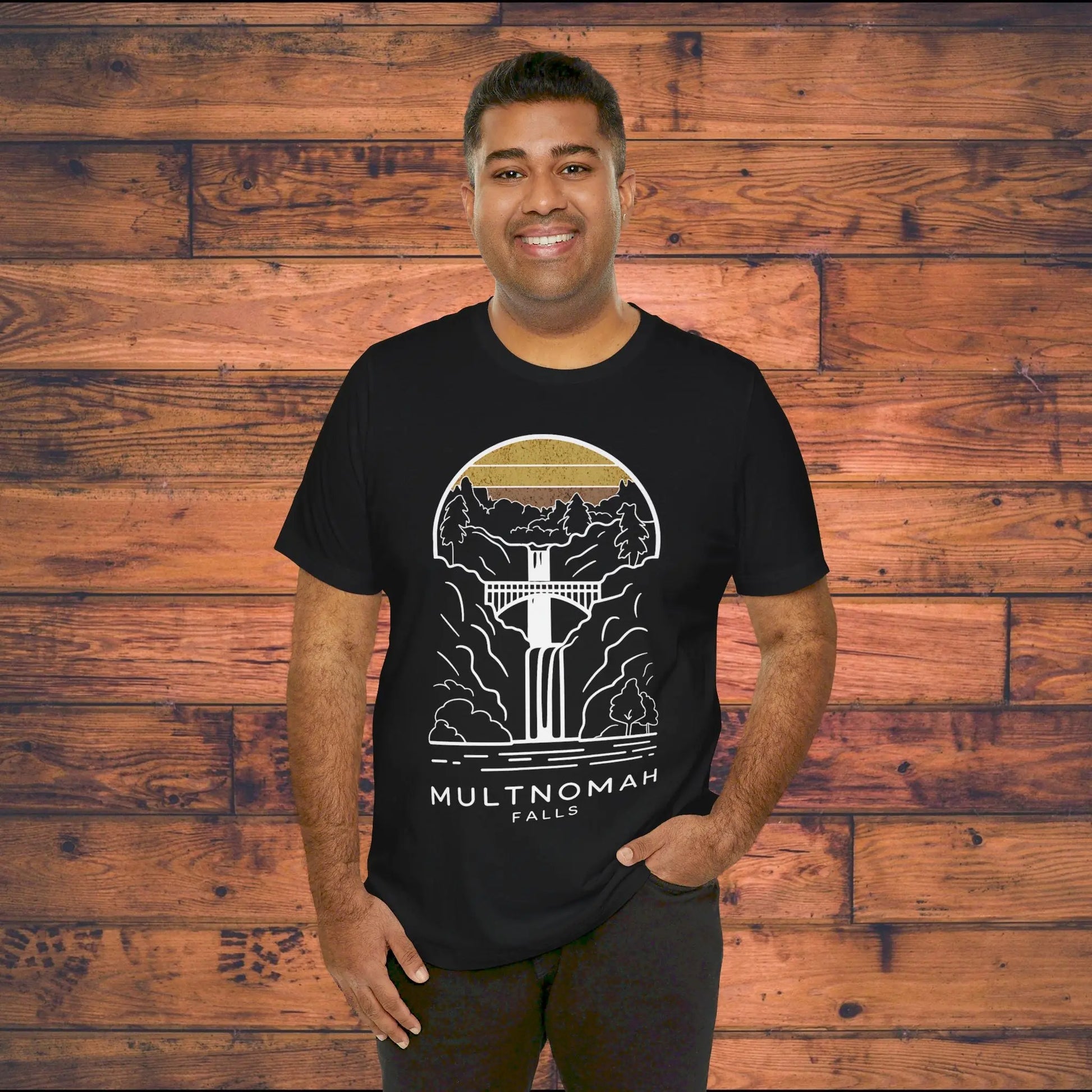 Multnomah Falls Oregon Unisex Fit Soft T-shirt River Gorge T-Shirt Printify