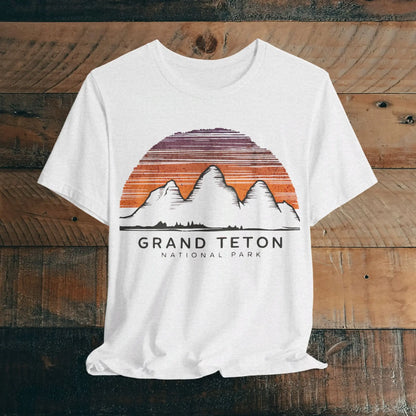 Grand Teton National Park Unisex Fit Soft T-Shirt Colorful Sky Art T-Shirt Printify Ash S