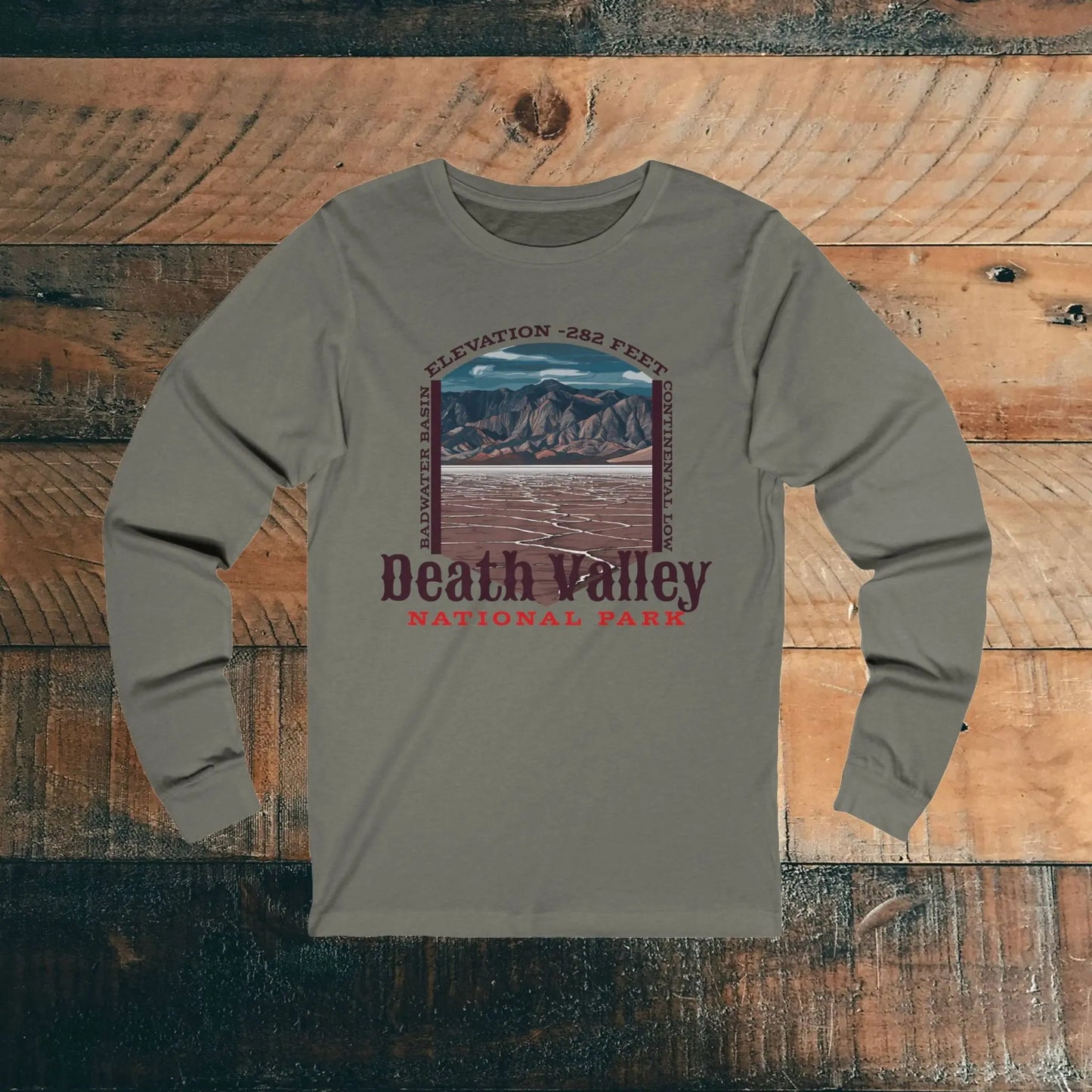 Death Valley National Park Unisex Fit Long Sleeve T-shirt Badwater Basin Long-sleeve Printify S Grey TriBlend
