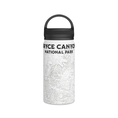 Bryce Canyon National Park Topographic Stainless Steel Water Bottle Handle Lid water bottle Printify White 12oz