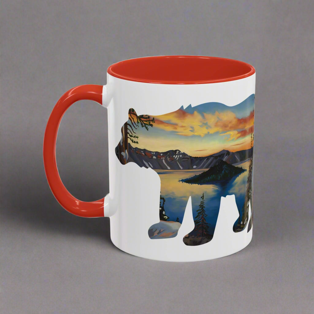 Crater Lake Bear Colored Mug Mug Printify