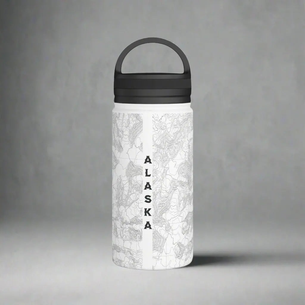Denali National Park Topographic Stainless Steel Water Bottle Handle Lid Alaska 20,310 Ft. Mug Printify