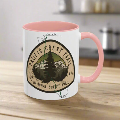 Pacific Crest Trail National Scenic Trail Accent Coffee Mug 11oz 15oz Mug Printify 11oz Pink