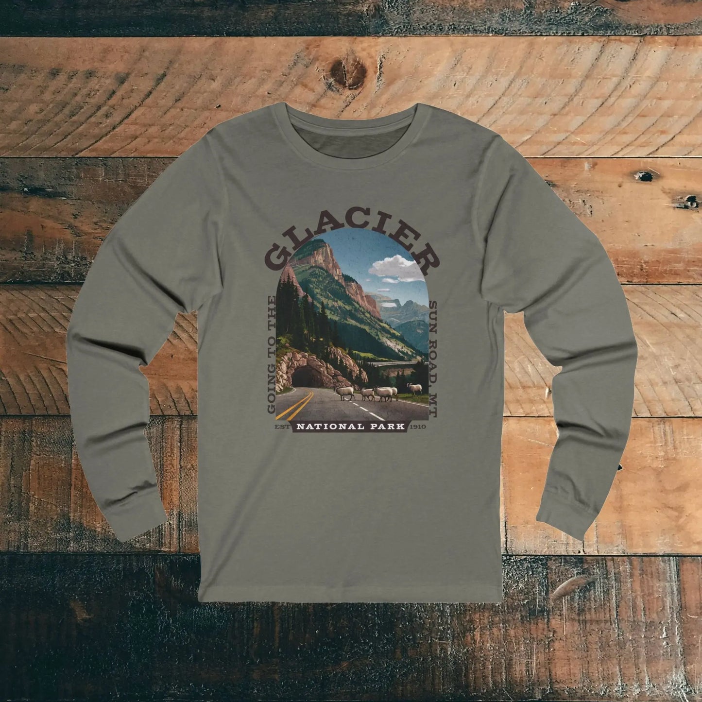 Glacier National Park Going To The Sun Road Unisex Long Sleeve T-shirt Long-sleeve Printify S Grey TriBlend