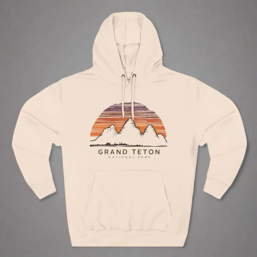 Grand Teton National Park Unisex Fit Fleece Hoodie Colorful Skyline Hoodie Printify S Pale Pink