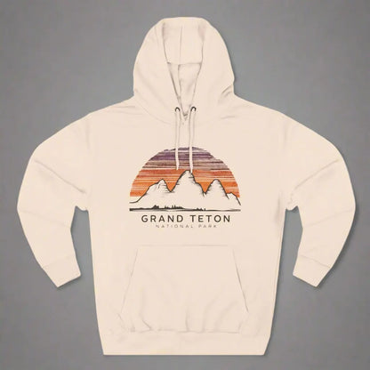 Grand Teton National Park Unisex Fit Fleece Hoodie Colorful Skyline Hoodie Printify S Pale Pink