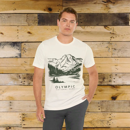 Olympic National Park Unisex Fit Soft T-Shirt Mountain View Coastal Art T-Shirt Printify