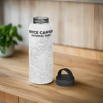 Bryce Canyon National Park Topographic Stainless Steel Water Bottle Handle Lid water bottle Printify