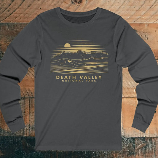 Death Valley National Park Unisex Fit Long Sleeve T-shirt Mountain Dunes Long-sleeve Printify S Asphalt