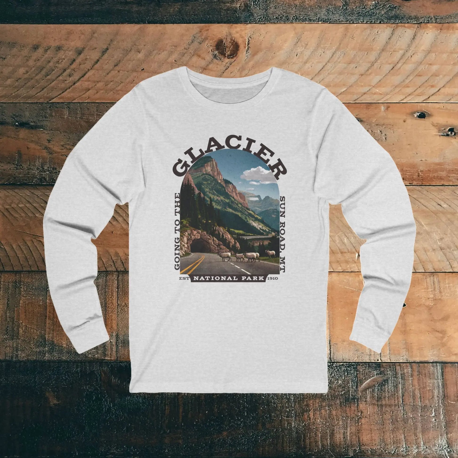 Glacier National Park Going To The Sun Road Unisex Long Sleeve T-shirt Long-sleeve Printify S Ash