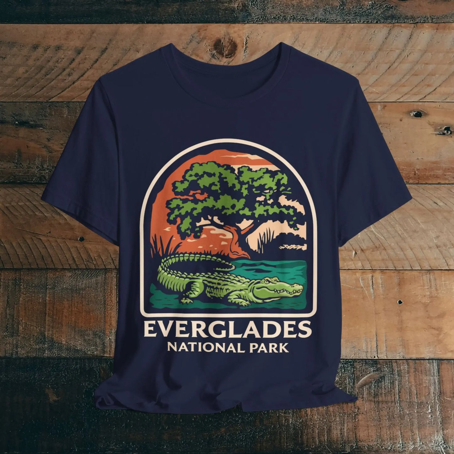 Everglades National Park Unisex Fit T-Shirt Alligator Tee T-Shirt Printify Navy XS