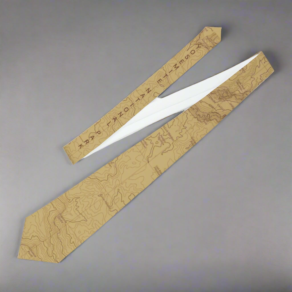 Yosemite National Park Topographic Necktie USGS Topo Map Accessories Printify One Size