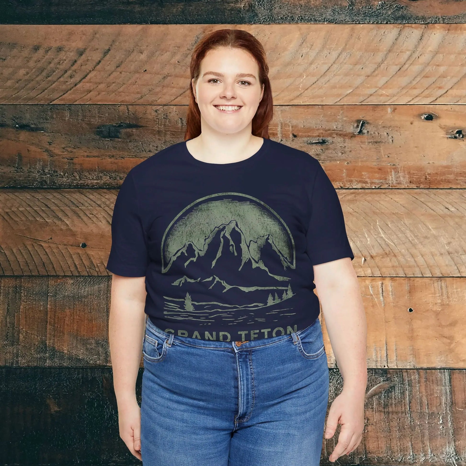 Grand Teton National Park Unisex Fit Soft T-Shirt Vintage Distressed Mountains T-Shirt Printify