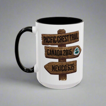 Pacific Crest Trail Accent Mug PCT Mile Sign Mug Printify 11oz Black