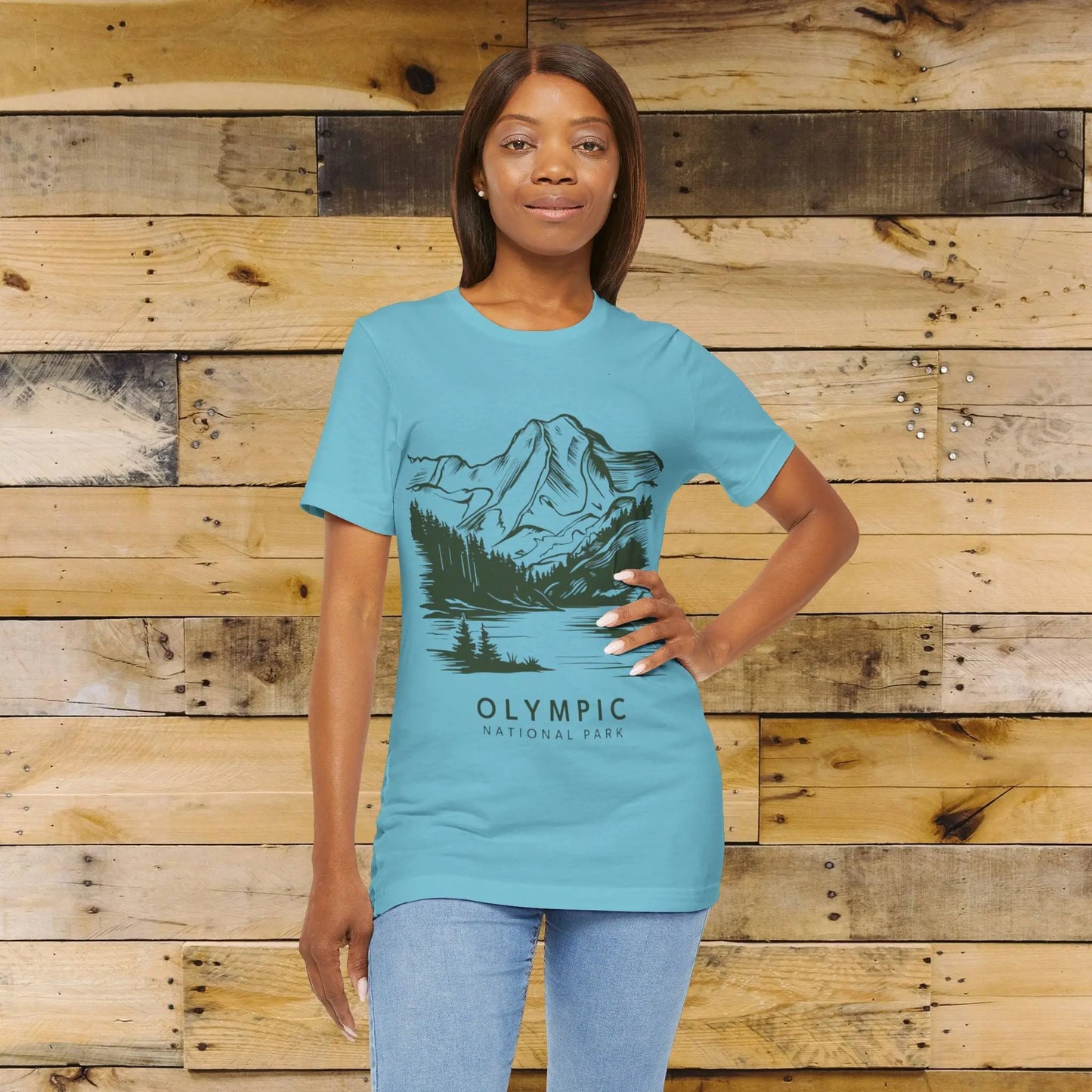 Olympic National Park Unisex Fit Soft T-Shirt Mountain View Coastal Art T-Shirt Printify