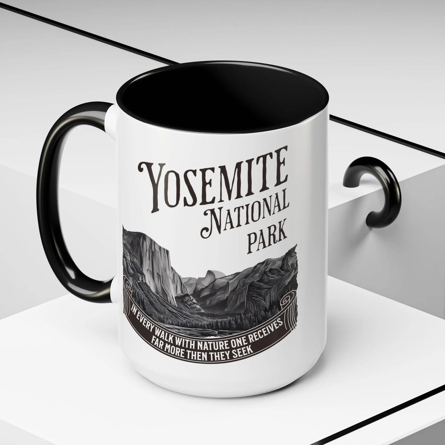 Yosemite National Park Coffee Mug 11oz 15oz Walk With Nature John Muir Quote Blue Black Pink Red Mug Printify
