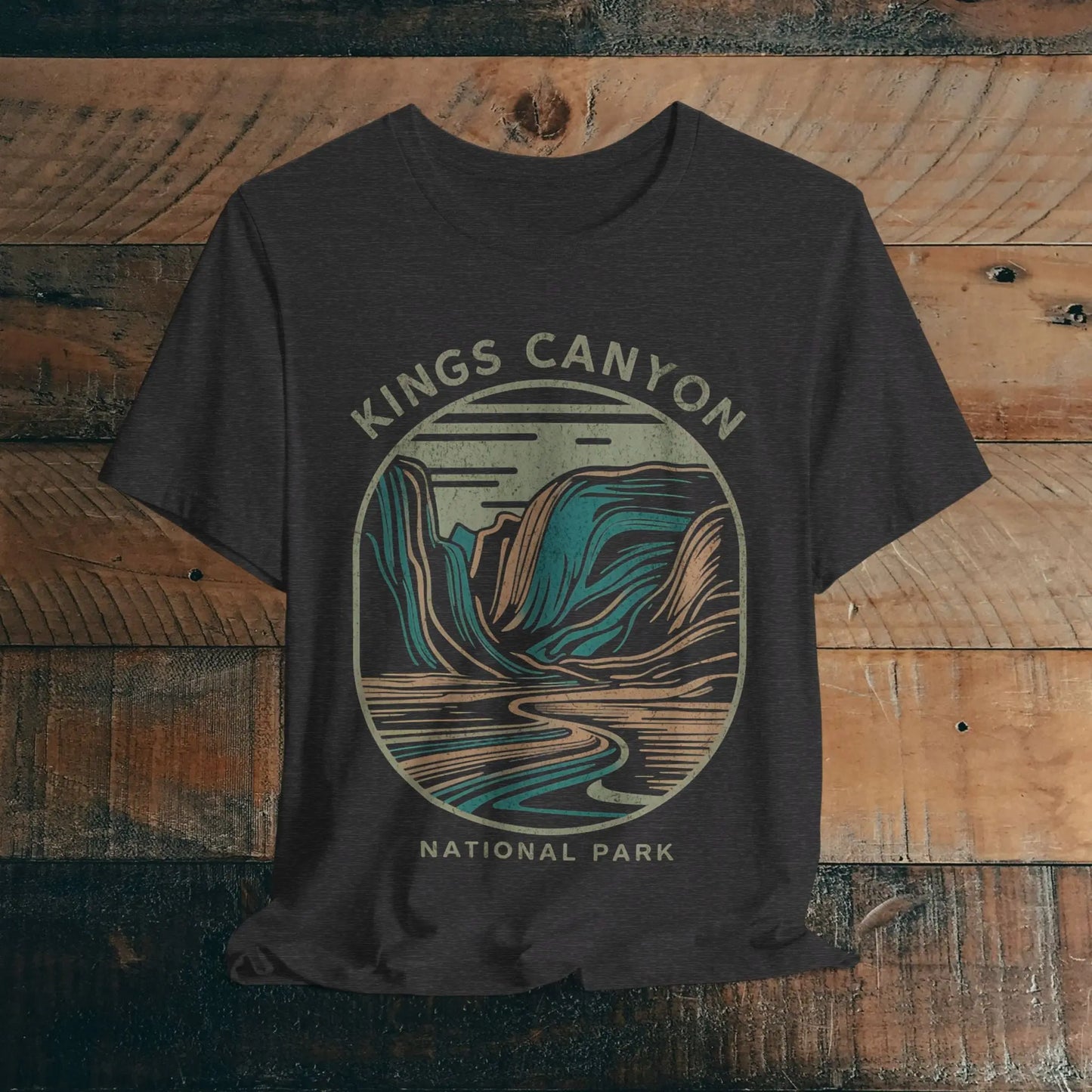 Kings Canyon National Park Unisex Fit Soft T-Shirt Line Art T-Shirt Printify Dark Grey Heather S