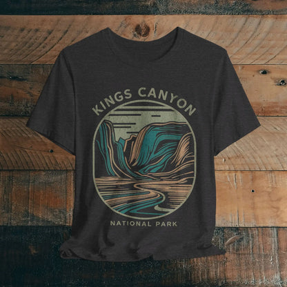 Kings Canyon National Park Unisex Fit Soft T-Shirt Line Art T-Shirt Printify Dark Grey Heather S