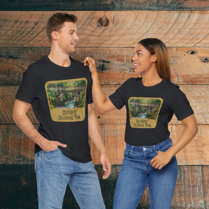 Olympic National Park Unisex Fit Short Sleeve T-Shirt Wood Sign T-Shirt Printify