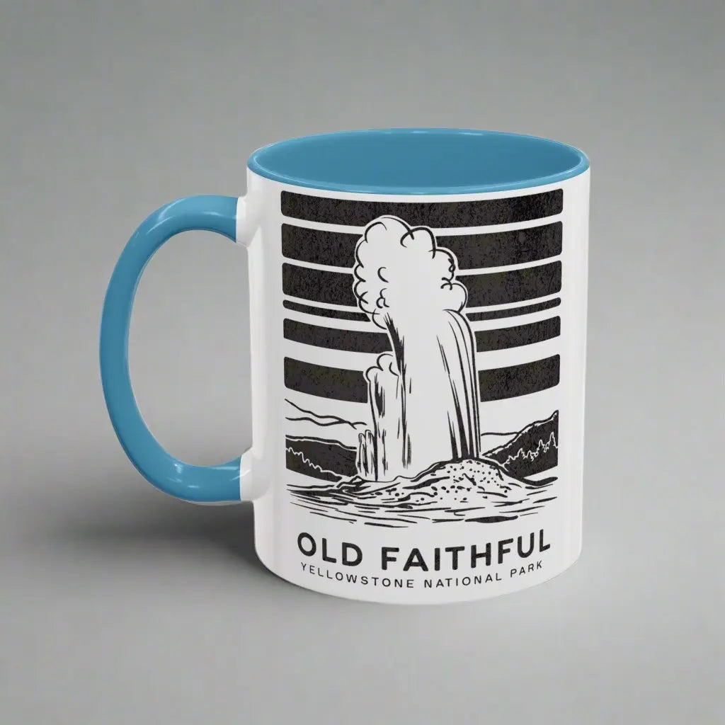 Old Faithful Geyser Yellowstone National Park Coffee Mug Mug Printify 11oz Light Blue