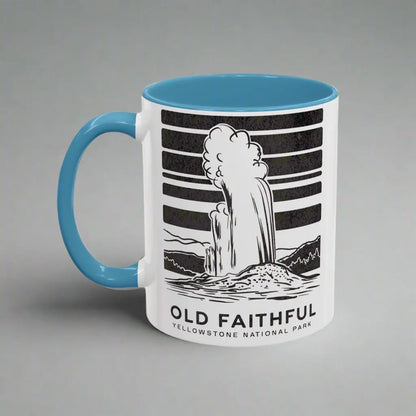 Old Faithful Geyser Yellowstone National Park Coffee Mug Mug Printify 11oz Light Blue