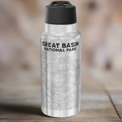 Great Basin National Park Topographic Insulated Water Bottle Tumbler Mug Printify Silver 32oz