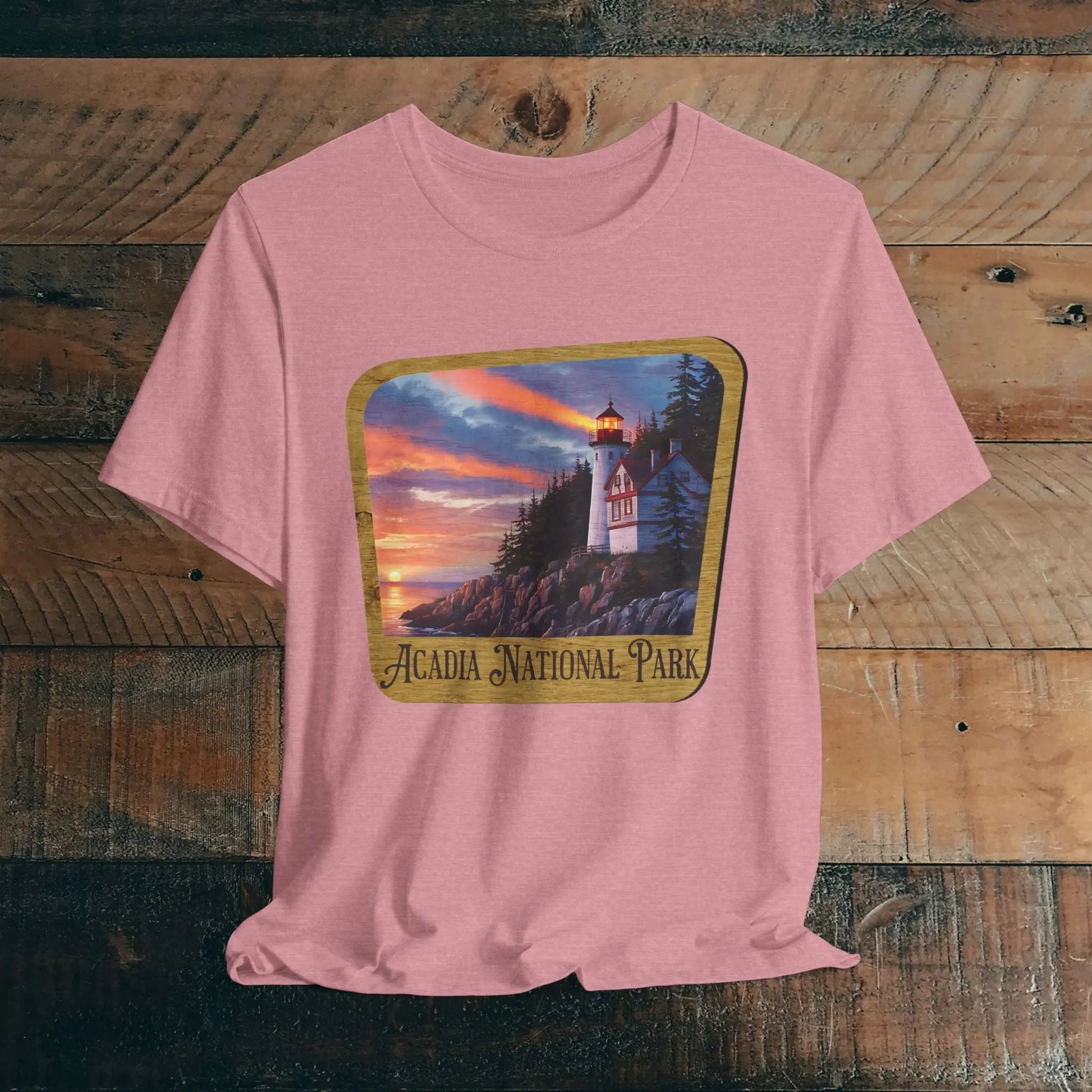 Acadia National Park Unisex Fit Short Sleeve T-Shirt Wood Sign T-Shirt Printify