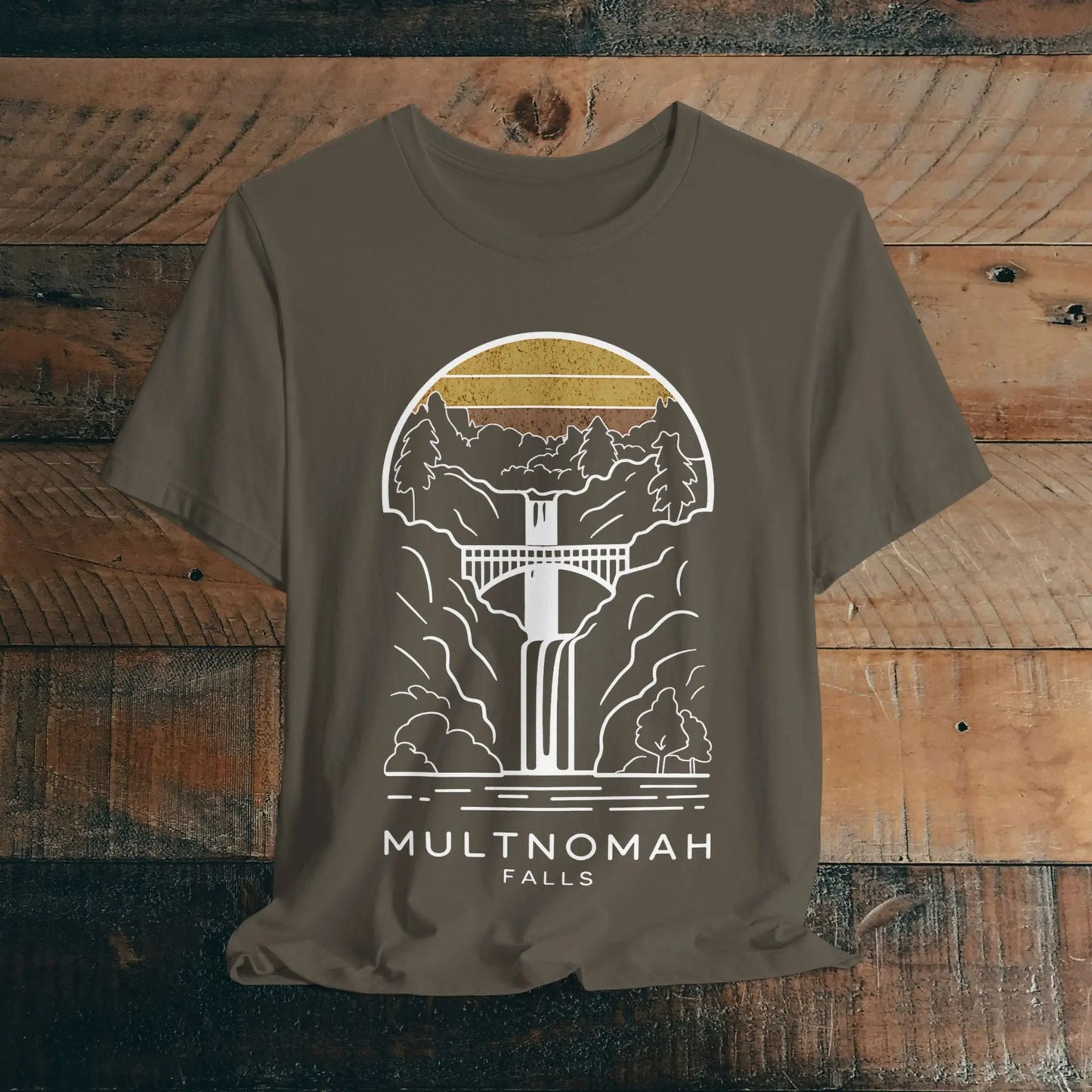 Multnomah Falls Oregon Unisex Fit Soft T-shirt River Gorge T-Shirt Printify Army S