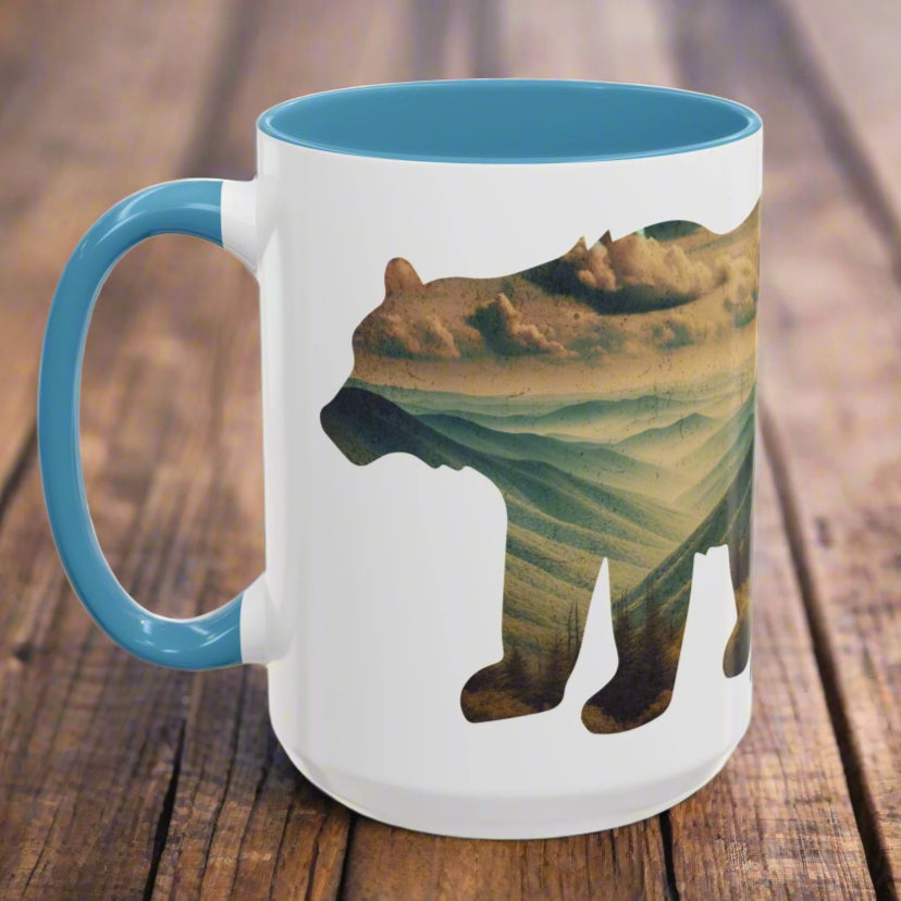 Smoky Mountains Bear Colored Mug Mug Printify 15oz Black