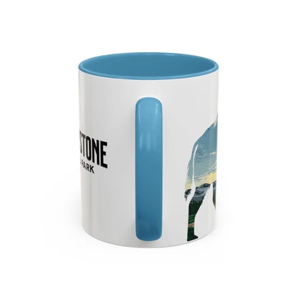 Yellowstone National Park Buffalo old Faithful Geyser Accent Coffee Mug 11oz 15oz Blue Black Pink Red Mug Printify