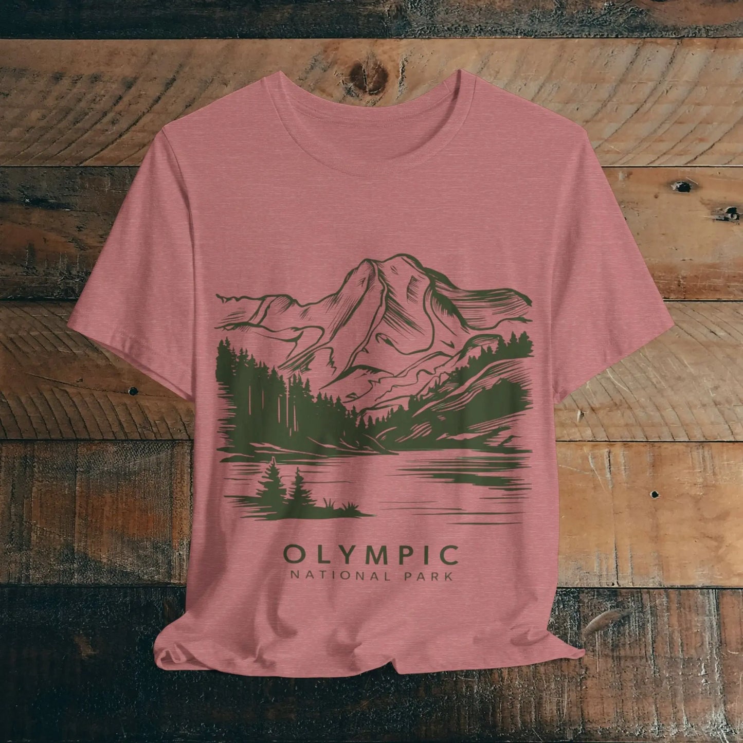 Olympic National Park Unisex Fit Soft T-Shirt Mountain View Coastal Art T-Shirt Printify Heather Mauve S