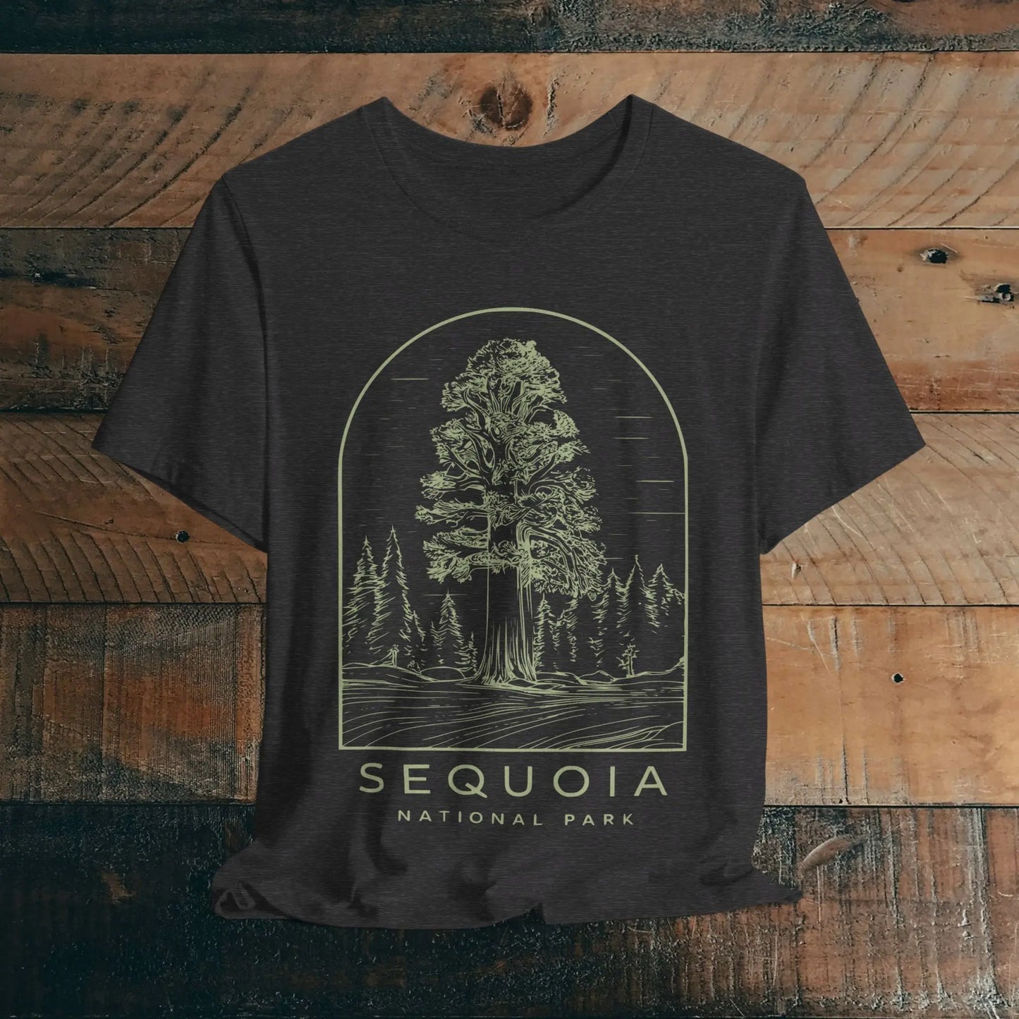 Sequoia National Park Unisex Fit Soft T-Shirt Tree Line Art T-Shirt Printify Dark Grey Heather S