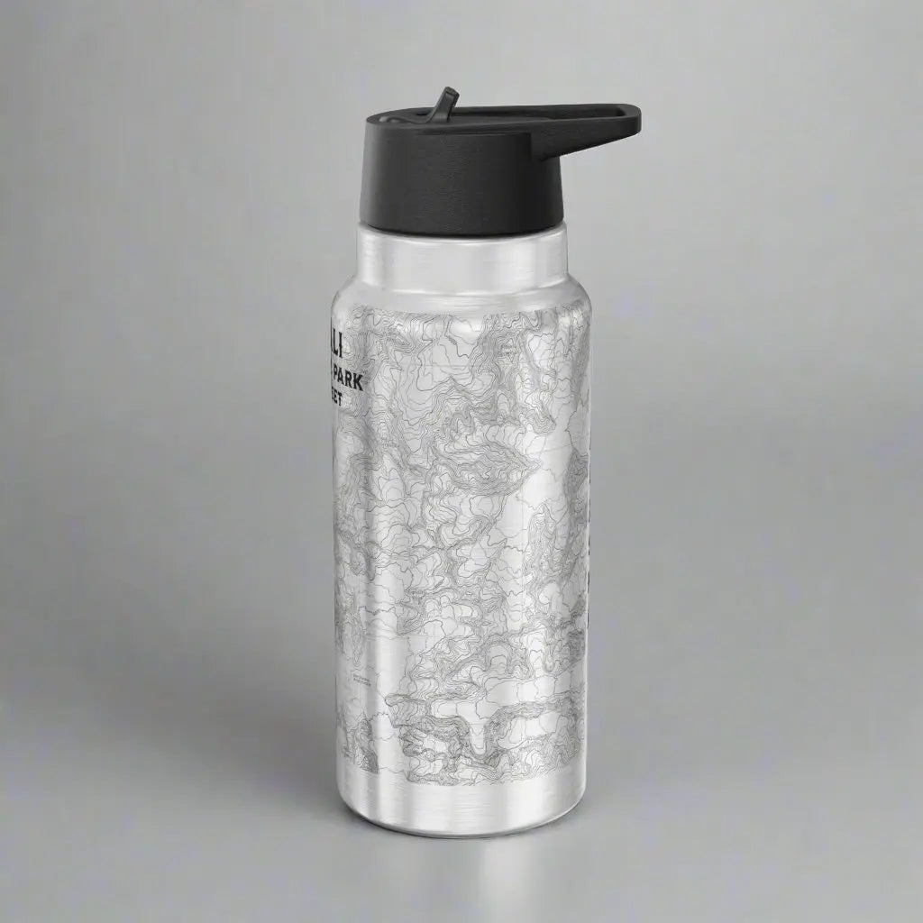 Denali National Park Topographic Insulated Water Bottle Tumbler 32oz Real USGS Topo Map Print Mug Printify