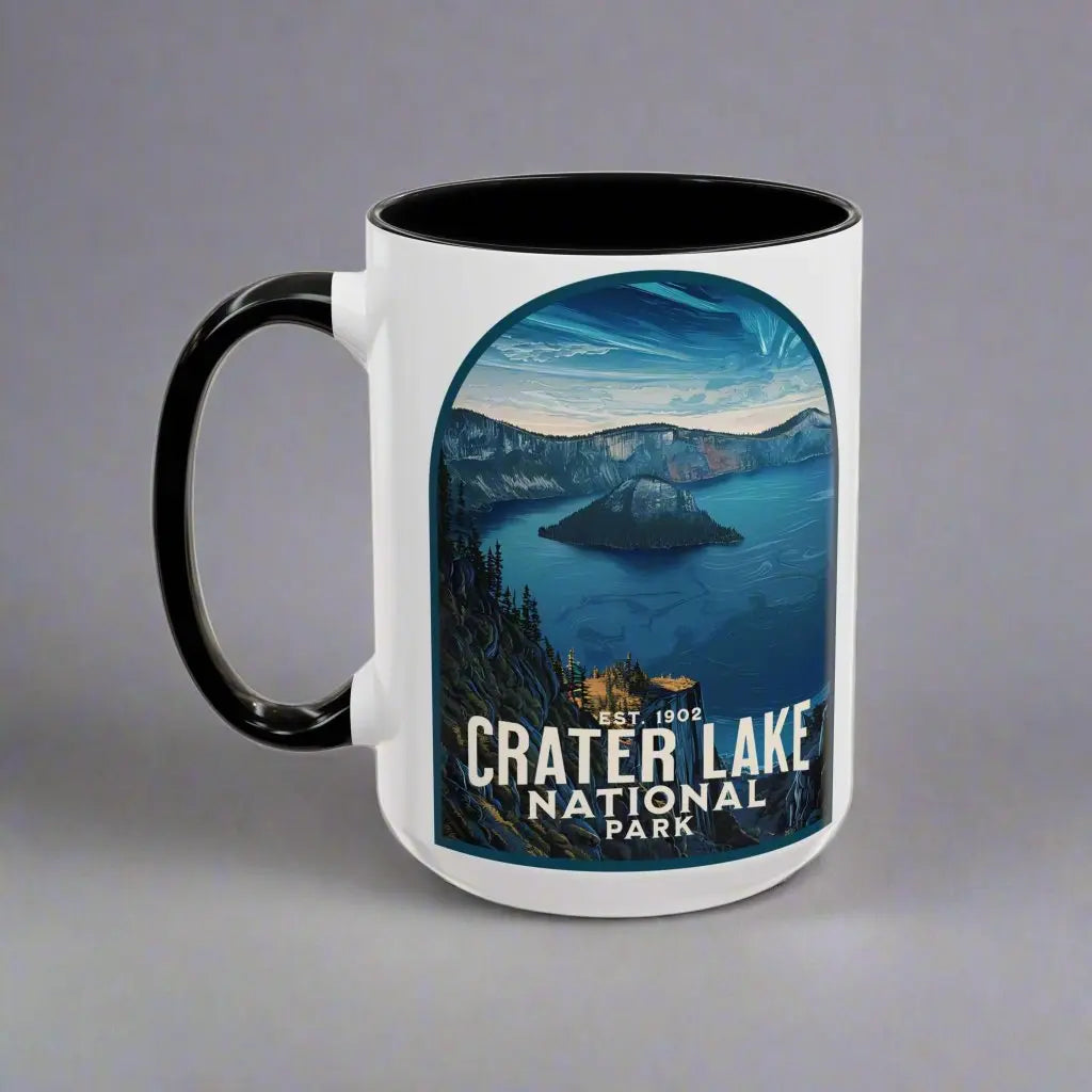 Crater Lake National Park Coffee Mug Mug Printify 15oz Black