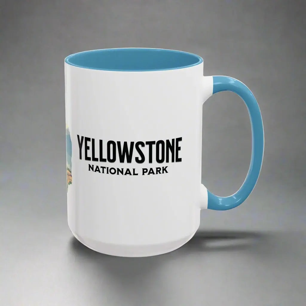 Yellowstone National Park Buffalo old Faithful Geyser Accent Coffee Mug 11oz 15oz Blue Black Pink Red Mug Printify