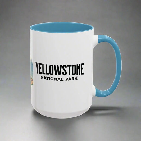 Yellowstone National Park Buffalo old Faithful Geyser Accent Coffee Mug 11oz 15oz Blue Black Pink Red Mug Printify