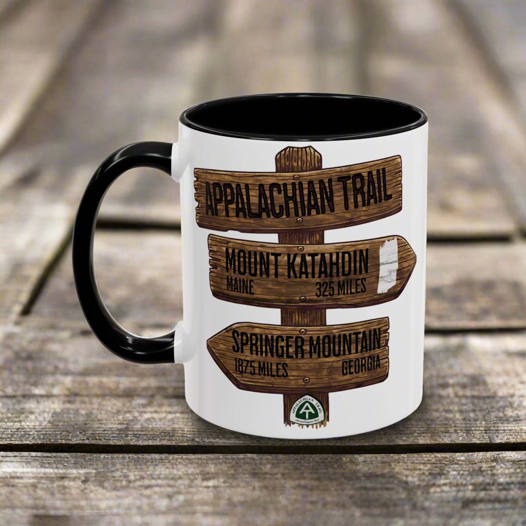 Appalachian Trail Accent Mug AT Mileage Sign Mug Printify 11oz Black