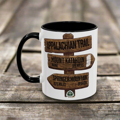 Appalachian Trail Accent Mug AT Mileage Sign Mug Printify 11oz Black