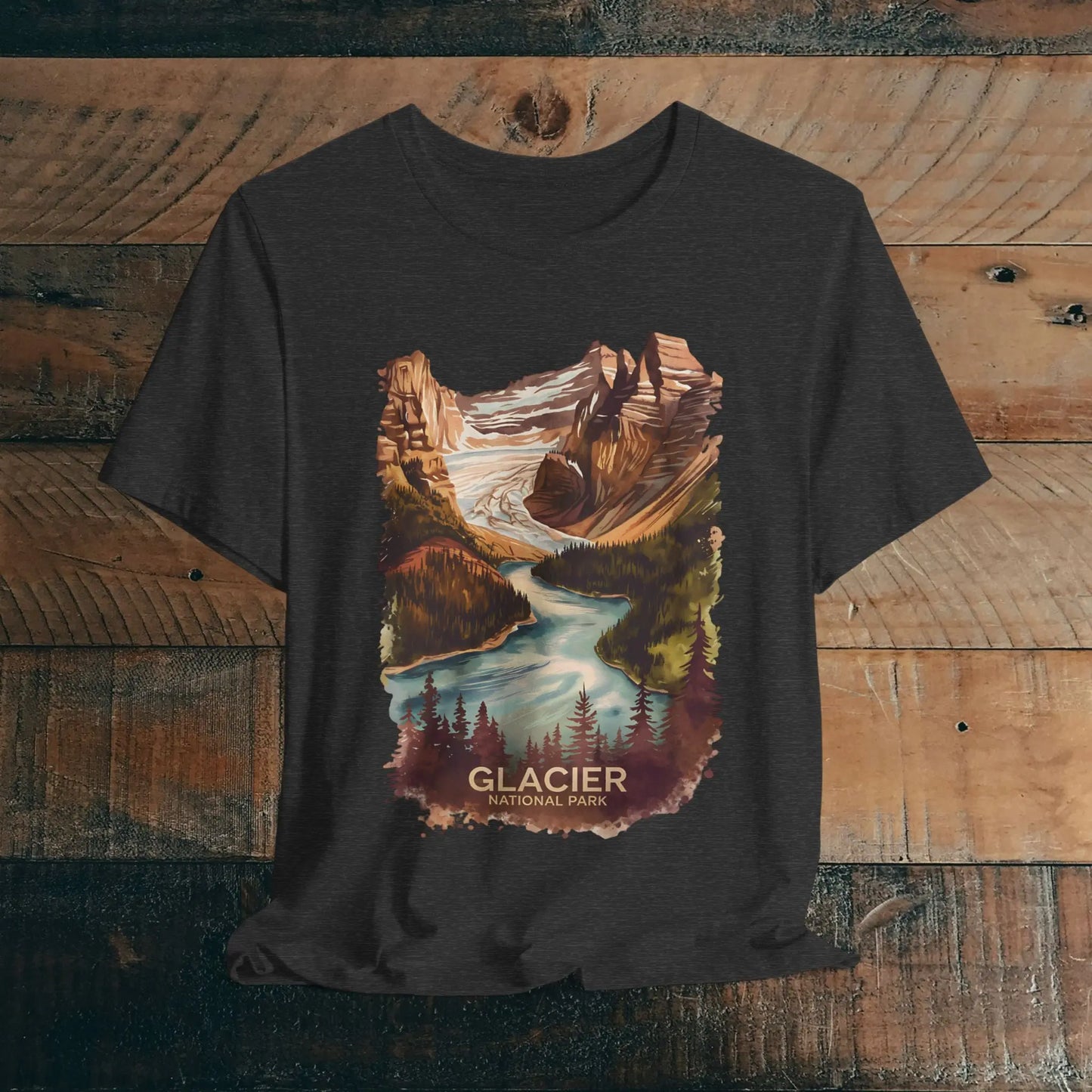 Glacier National Park Unisex T-Shirt T-Shirt Printify Dark Grey Heather XS