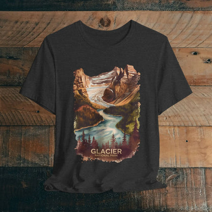 Glacier National Park Unisex T-Shirt T-Shirt Printify Dark Grey Heather XS