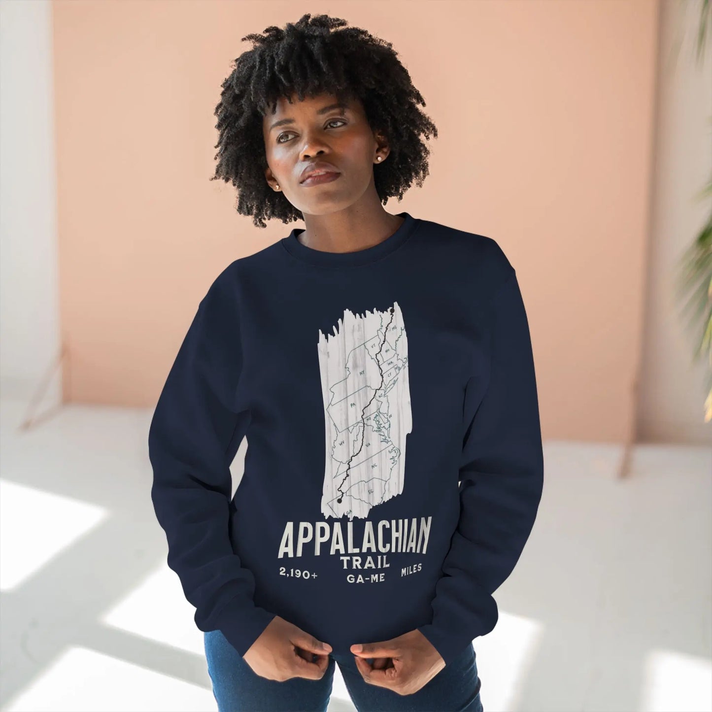 Appalachian National Scenic Trail Unisex Fit Crewneck Sweatshirt White Blaze Map Sweatshirt Printify