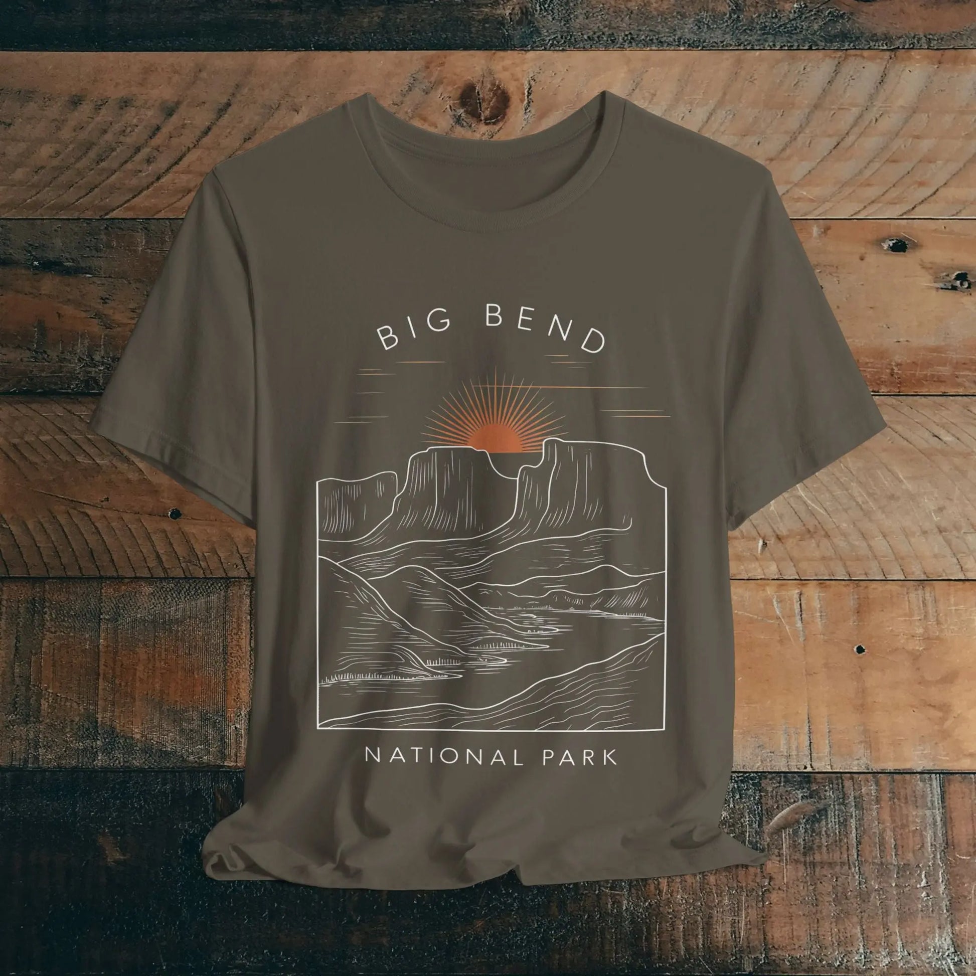 Big Bend National Park Unisex Fit Soft T-Shirt Sunrise Curving River T-Shirt Printify Army S